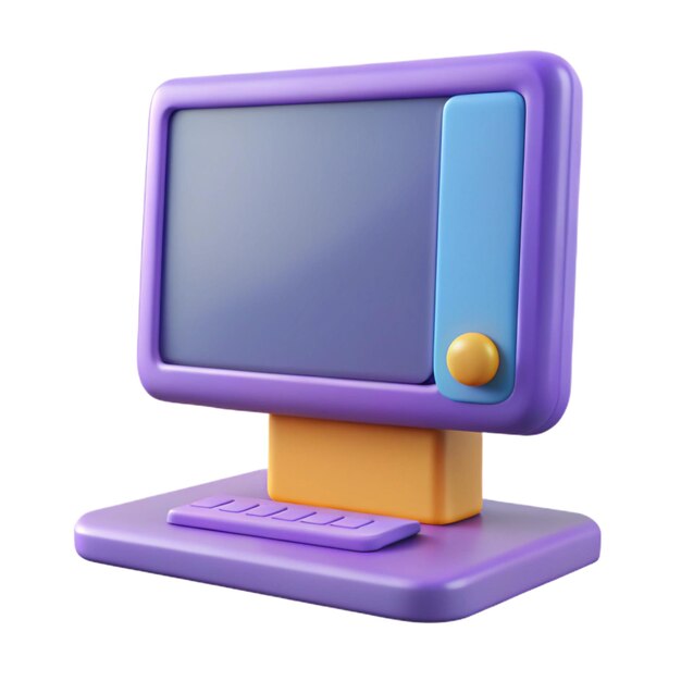Computadora 3D en estilo estilizado sobre un fondo blanco