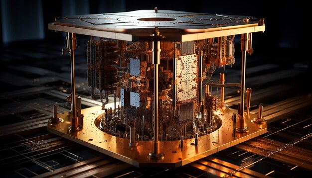 Computadora cuántica Diseño de computadora digital futurista