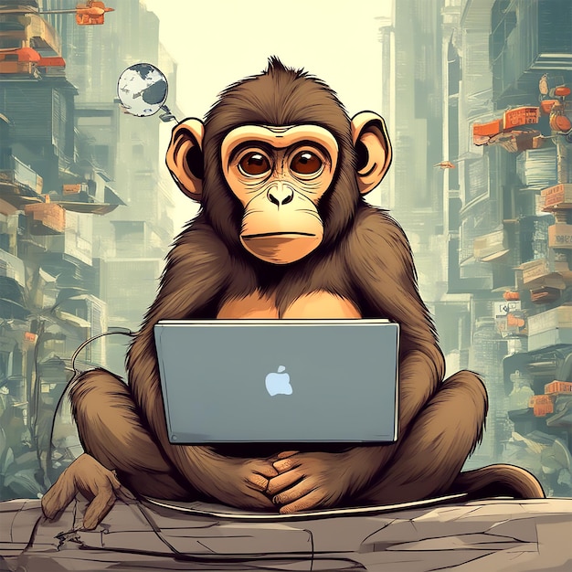 Computadora del Día Internacional de Internet con Mono