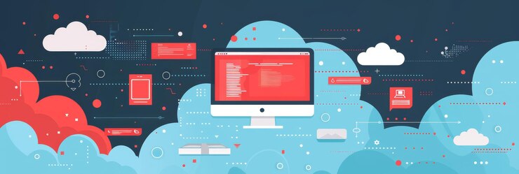 Foto una computadora de escritorio conectada a servidores en la nube que simboliza el almacenamiento de datos en línea servicios remotos