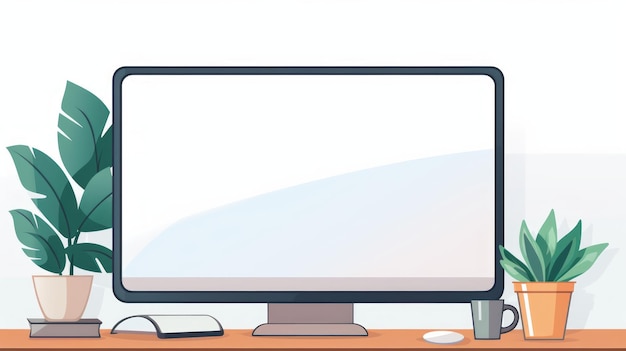 una computadora de escritorio con una pantalla en blanco