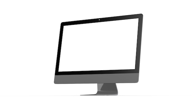 Una computadora de pantalla blanca con monitor plano, pantalla ancha digital de PC y 3D delgado