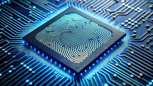 una computadora con una placa de circuito digital que dice toque