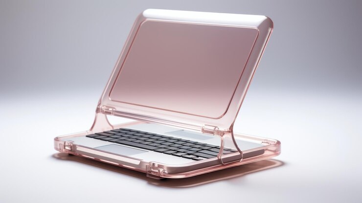 Foto una computadora portátil abierta está posicionada en la parte superior de un escritorio