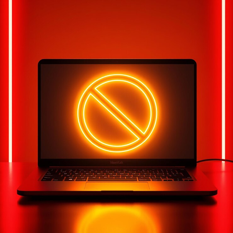 Foto una computadora portátil colorida con fondo de luz de neón