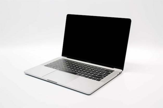 Computadora portátil moderna con pantalla blanca en blanco aislada sobre fondo blanco Plantilla de maqueta