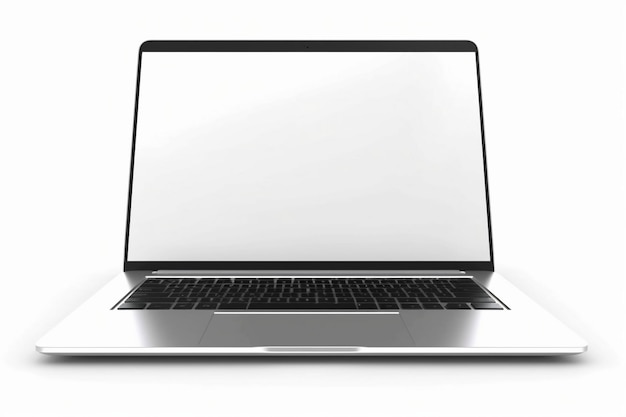 Una computadora portátil con una pantalla negra y un fondo blanco.