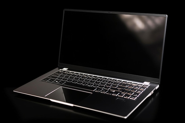 Una computadora portátil con una pantalla negra que dice "macbook".