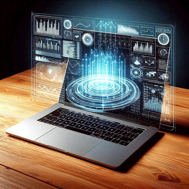 una computadora portátil con una pantalla que dice datos en ella