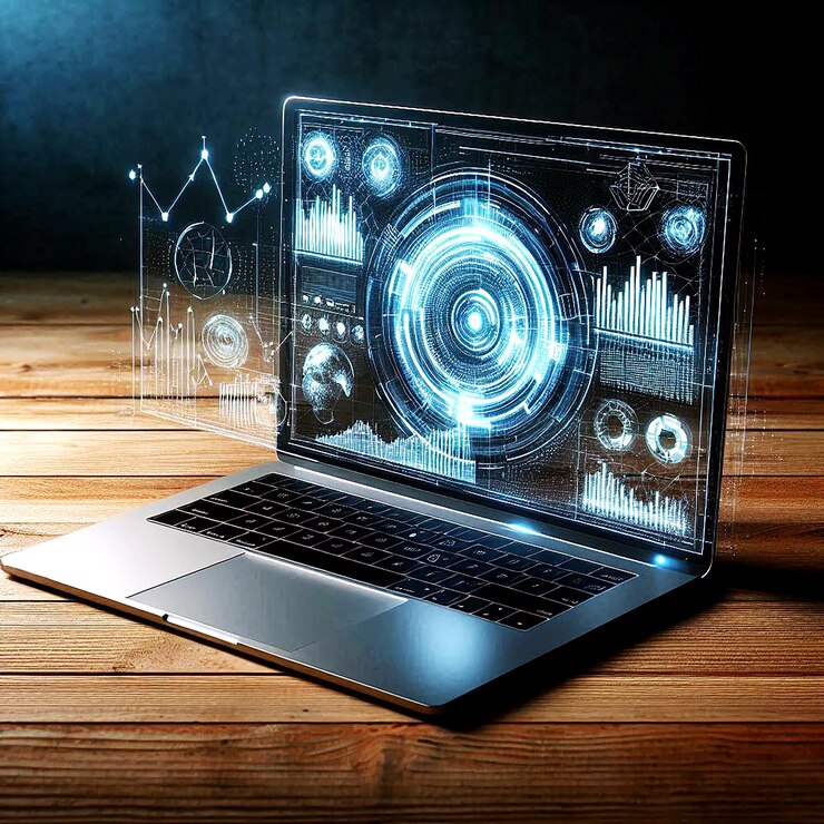 una computadora portátil con una pantalla que dice gráfico en él