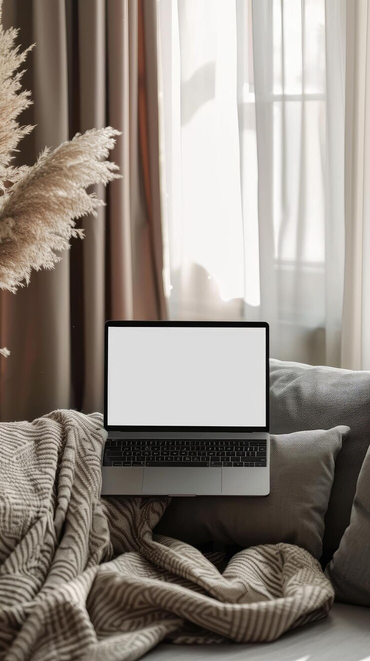 una computadora portátil que está abierta y la pantalla es blanca