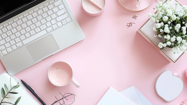 una computadora portátil con una taza de café y una tazón de café en la mesa