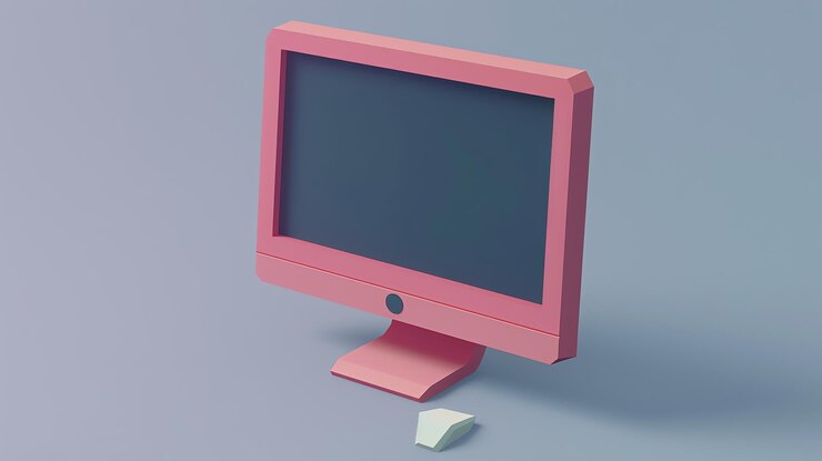Foto una computadora y un ratón de color rosa