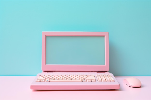 Computadora de tecnología digital rosa