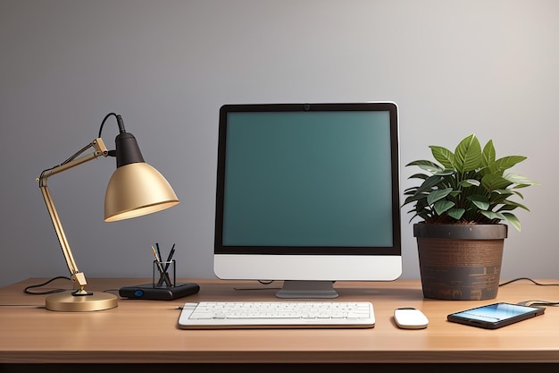 Computadora de teléfono inteligente con pantalla en blanco con maqueta de elemento psd