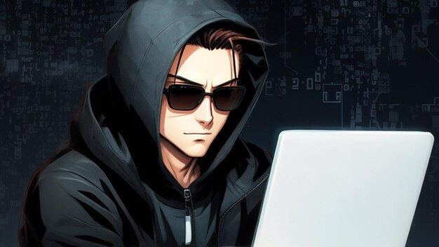 Computer-Hacker im Manga-Stil