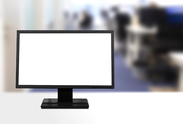 Computer Monitor with Blank Screen in Office Setting