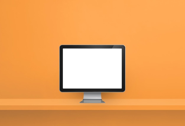 Computer pc orange Wandregal Banner 3D Illustration