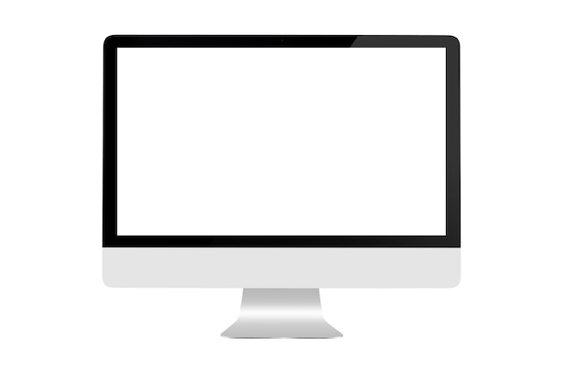 Computer vor weißem Hintergrund