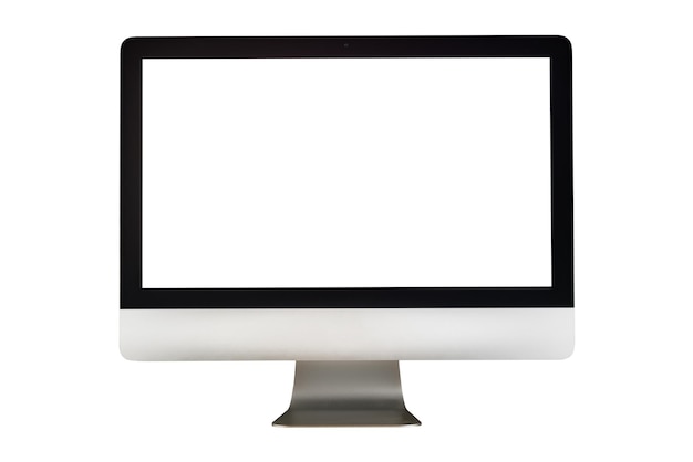 Computer vor weißem Hintergrund