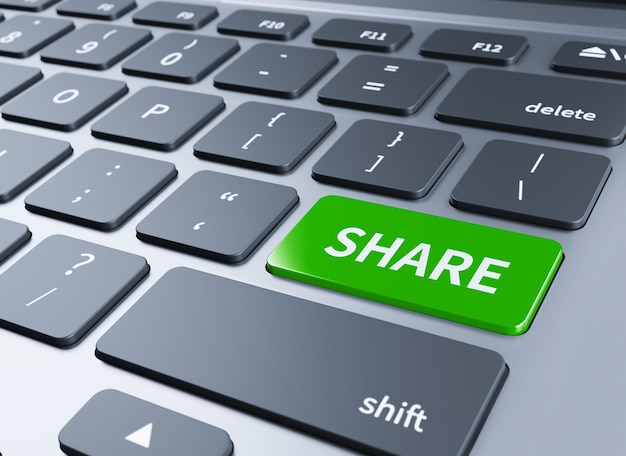 Computerkonzepte, Share Button Key.3d Abbildung