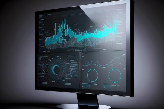 Computermonitor mit Diagrammen, die die Geschäftsstrategie anzeigen