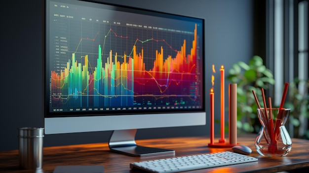 Computermonitor mit verschiedenen Handels- und Börsendiagrammen