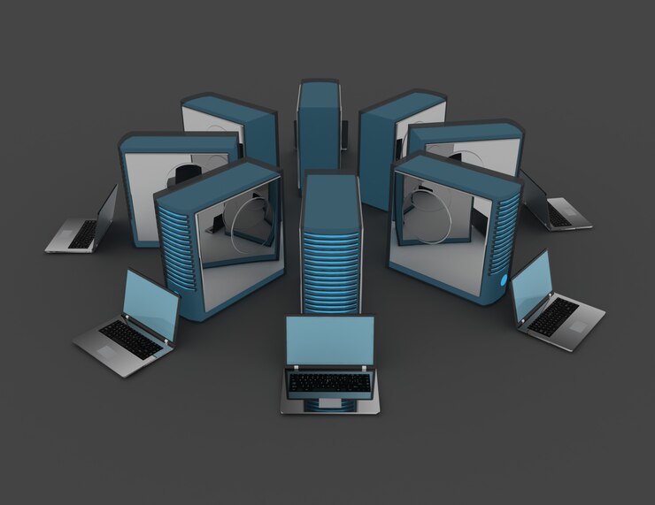 Foto computernetzwerk-konzept. 3d gerenderte darstellung
