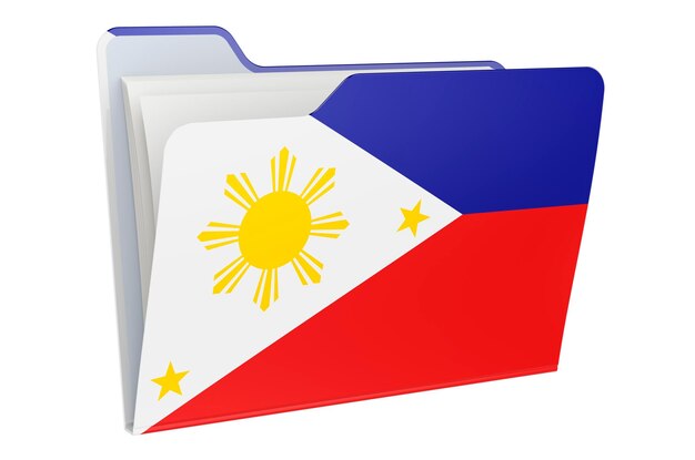 Foto computerordner-symbol mit 3d-rendering der philippinischen flagge