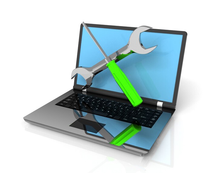 Computerreparatur, Laptop, Konzept 3d