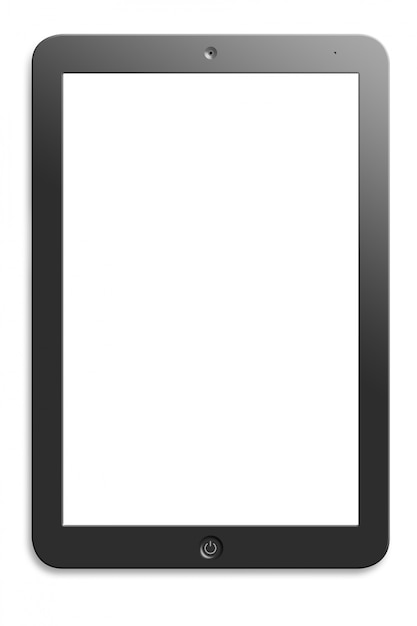Computertablett mit leerem Bildschirm lokalisiert auf Weiß