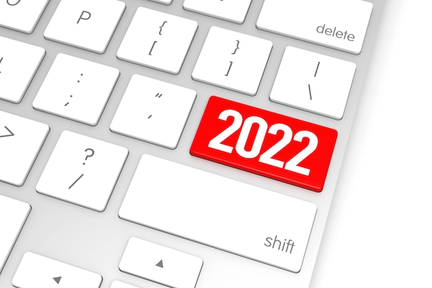 Computertastatur mit 2022 Eingabetaste. 3D-Rendering