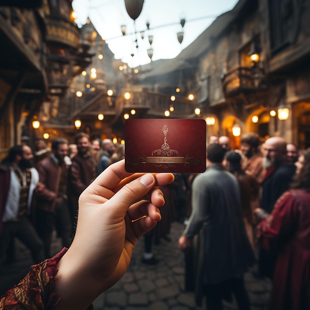Foto una comunidad medieval que celebra una tarjeta de presentación joyou con un diseño creativo para una sesión de fotos
