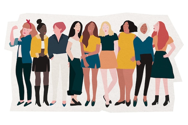 Comunidade feminina adesivo png desenho de papel cortado fundo transparente