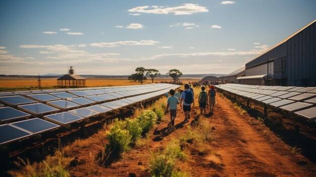 Foto comunidade mantendo seus painéis solares que fornecem energia para toda a cidade méxico américa latina