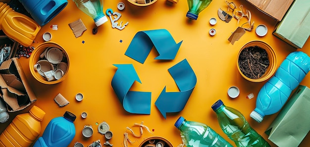Comunidades de cero residuos que practican los principios de la economía circular fondo de color sólido