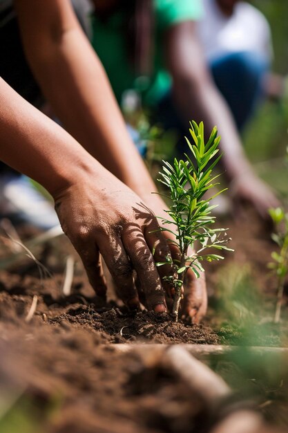 Comunidades que se reúnen para un evento de plantación de árboles