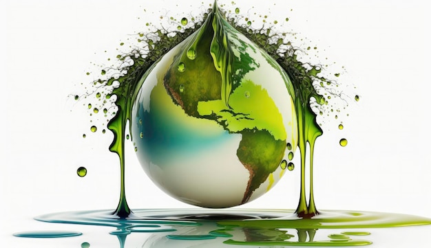 Conceito 3d do Dia Mundial da Terra Conceito 3d do Dia Mundial da Água Salvando a Terra e a água e o conceito mundial de proteção ambiental Dia do meio ambiente Gerar Ai