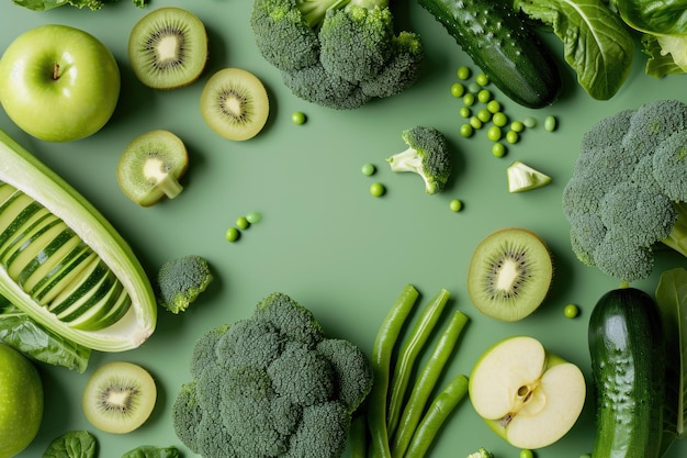 Foto conceito alimentar disposição criativa de frutas e legumes