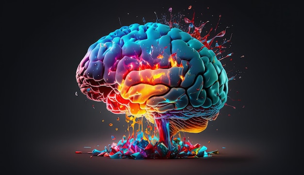 Conceito colorido abstrato da ideia do cérebro Generative ai