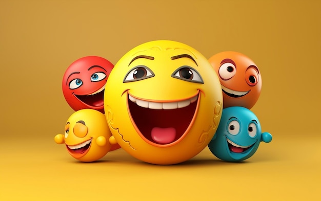 Conceito com emoji feliz Design colorido 3d Generative Ai