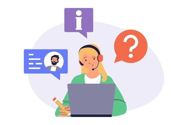 Conceito da web do call center com pessoas de desenho animado planas para design de site
