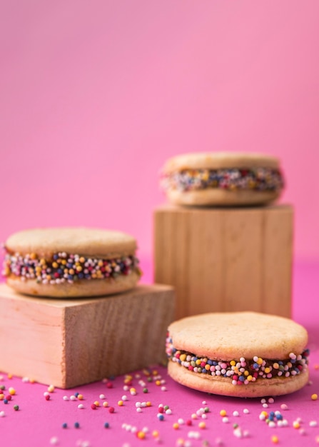 Foto conceito de alfajores delicioso com espaço de cópia