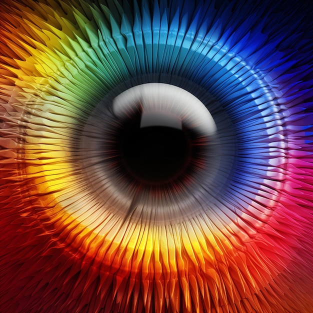Conceito de animação da íris multicolorida humana do olho