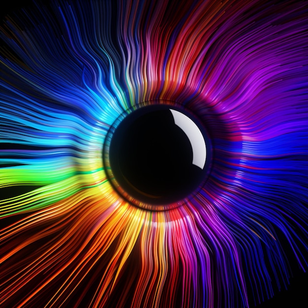 Conceito de animação da íris multicolorida humana do olho