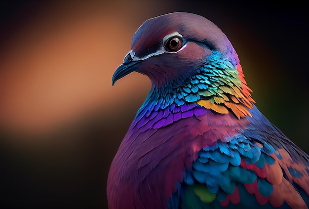 Conceito de animal multicolorido de pomba colorida arco-íris Generative AI