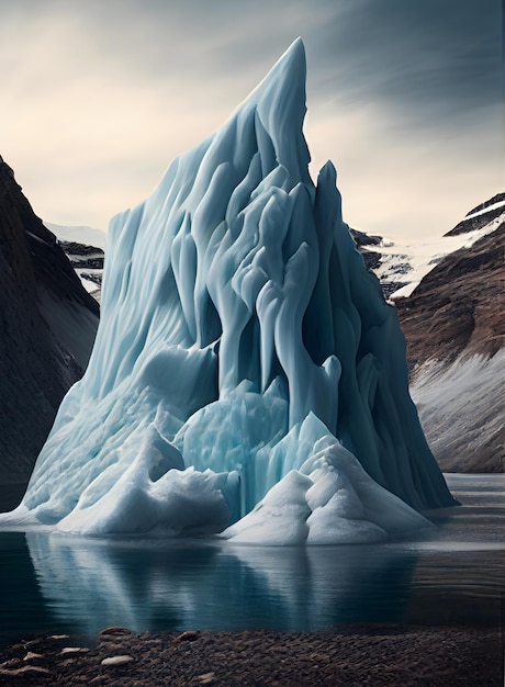 Conceito de aquecimento global e mudança climática Ilustração do derretimento de geleiras e icebergs Generative AI