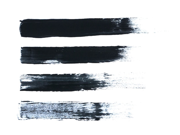 Foto conceito de arte abstrata com traço de tinta acrílica preta isolado em fundo branco