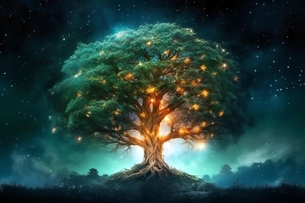 Conceito de árvore mágica gerado por IA