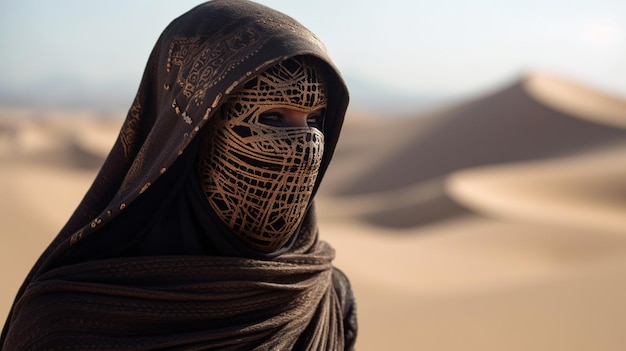 Foto conceito de assassino de fantasia com templários e moda do deserto